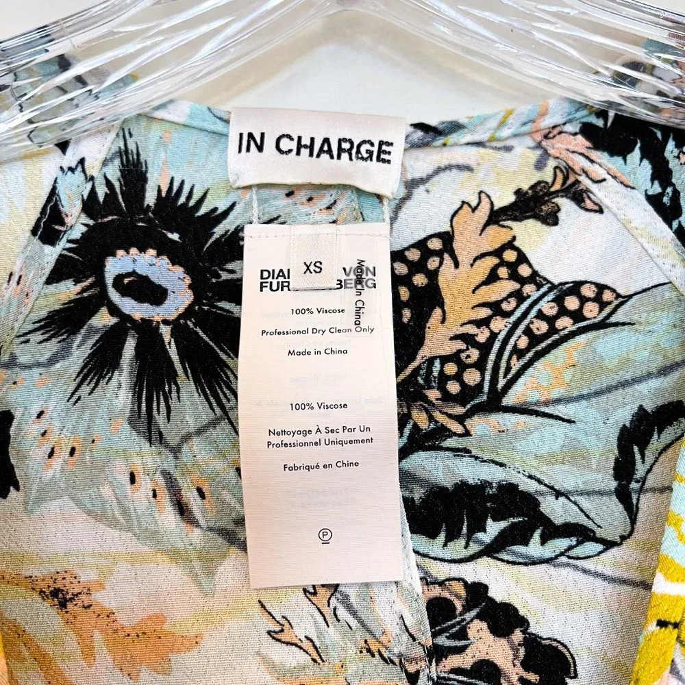 DVF Diane Von Furstenburg Tropical Resortwear Pastel Floral Wrap Maxi Dress XS - Picture 6 of 7